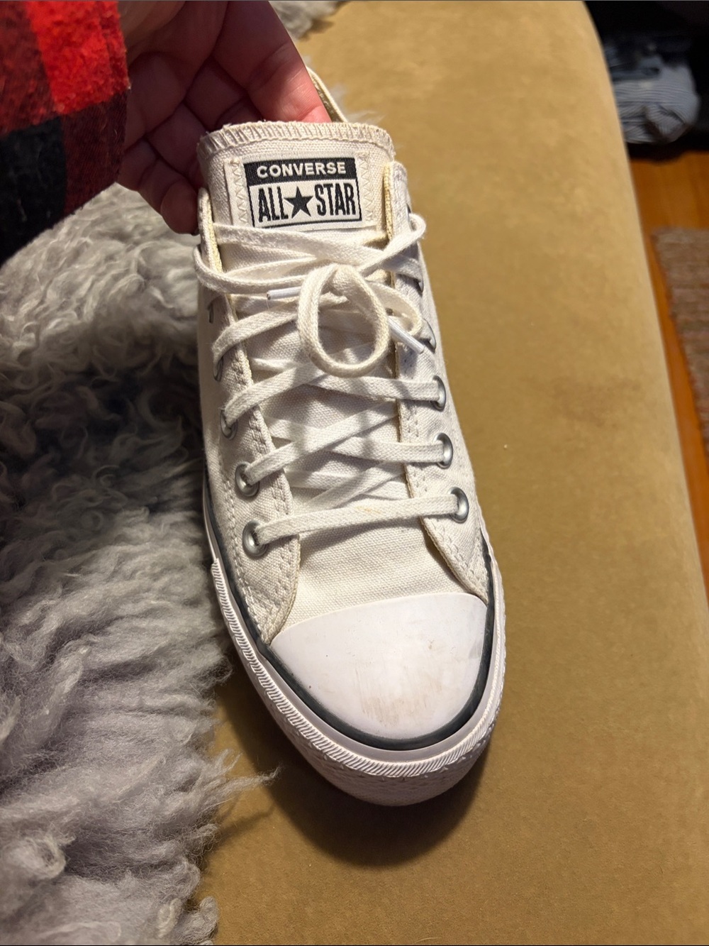 Converse White Canvas Low Top Sneakers platform